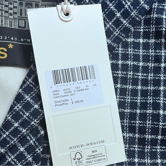 NWT - Scotch & Soda Men’s Wool Blended Shawl Collar Check Overshirt - Size L - Picture 13 of 13